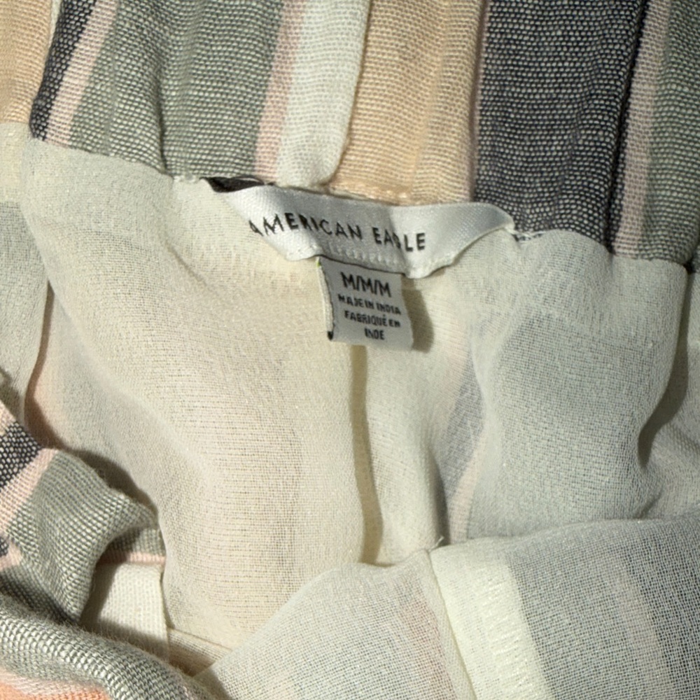 AE| Striped Linen Paperbag Mini Skirt - Picture 6 of 8